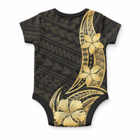 Gold Black Polynesia Hibiscus Plumeria Tattoo Baby Onesie