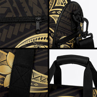 Gold Black Polynesia Hibiscus Plumeria Tattoo Duffle Bag