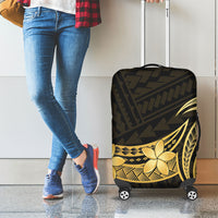 Gold Black Polynesia Hibiscus Plumeria Tattoo Luggage Cover