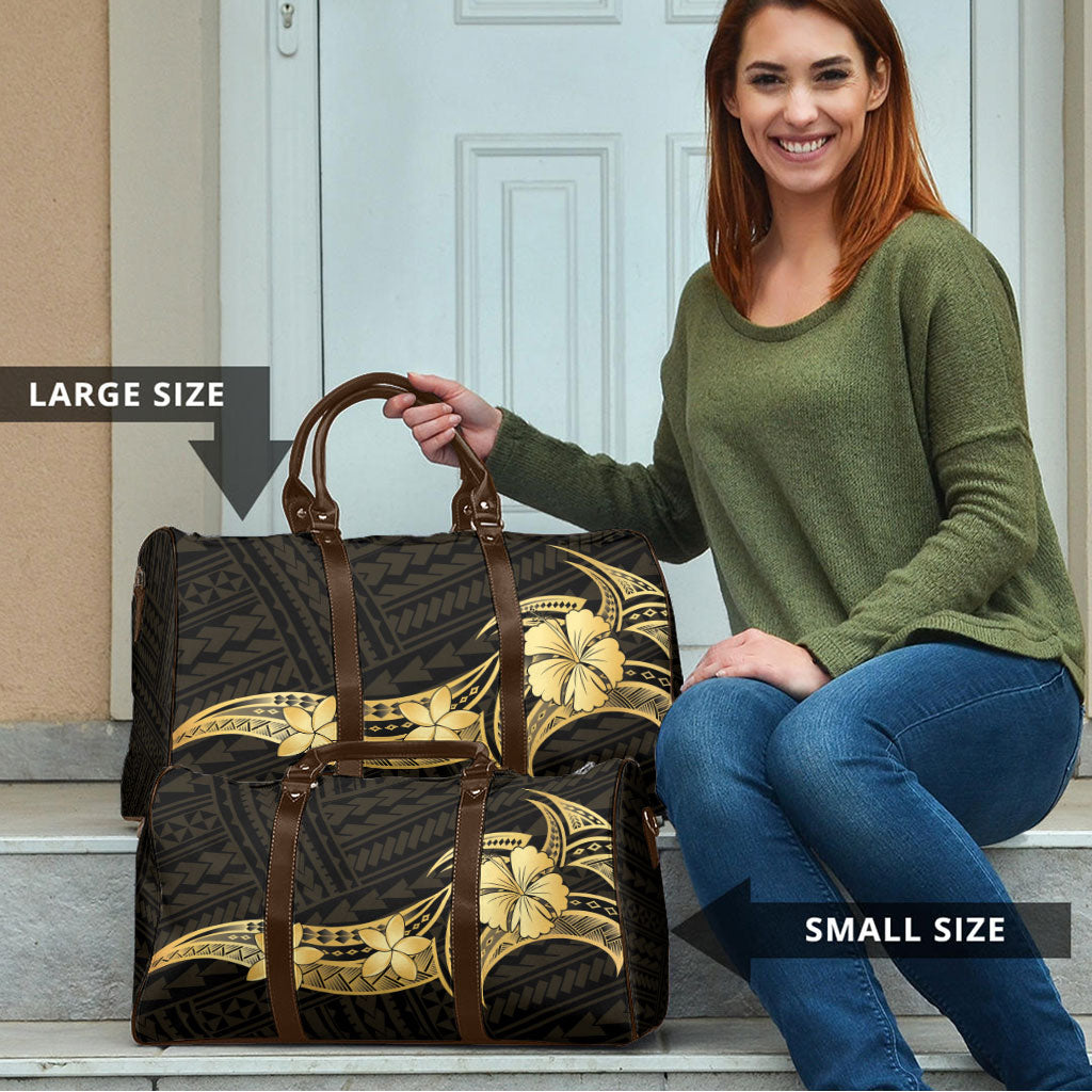 Gold Black Polynesia Hibiscus Plumeria Tattoo Travel Bag