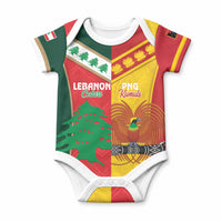 Custom Rugby Papua New Guinea and Lebanon Baby Onesie PNG Kumuls Cedars Together