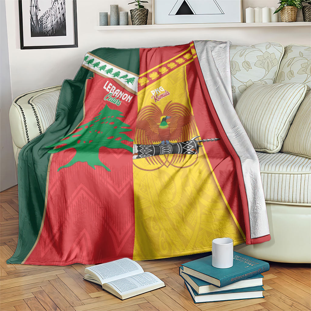 Rugby Papua New Guinea and Lebanon Blanket PNG Kumuls Cedars Together