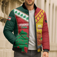 Custom Rugby Papua New Guinea and Lebanon Bomber Puffer Jacket PNG Kumuls Cedars Together
