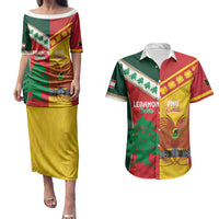 Custom Rugby Papua New Guinea and Lebanon Couples Matching Puletasi and Hawaiian Shirt PNG Kumuls Cedars Together