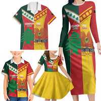 Custom Rugby Papua New Guinea and Lebanon Family Matching Long Sleeve Bodycon Dress and Hawaiian Shirt PNG Kumuls Cedars Together