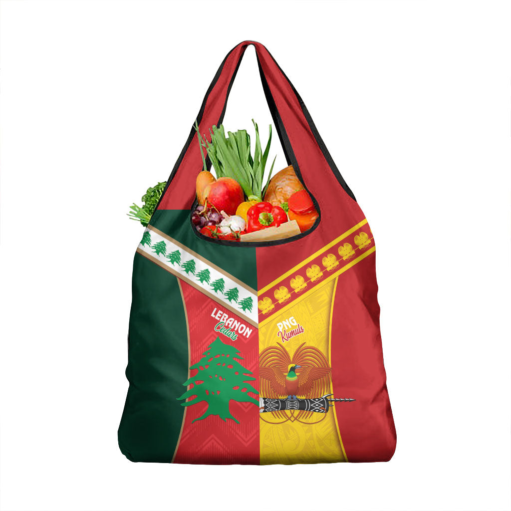 Rugby Papua New Guinea and Lebanon Grocery Bag PNG Kumuls Cedars Together LT14 1-pack One Size Multicolor - Polynesian Pride
