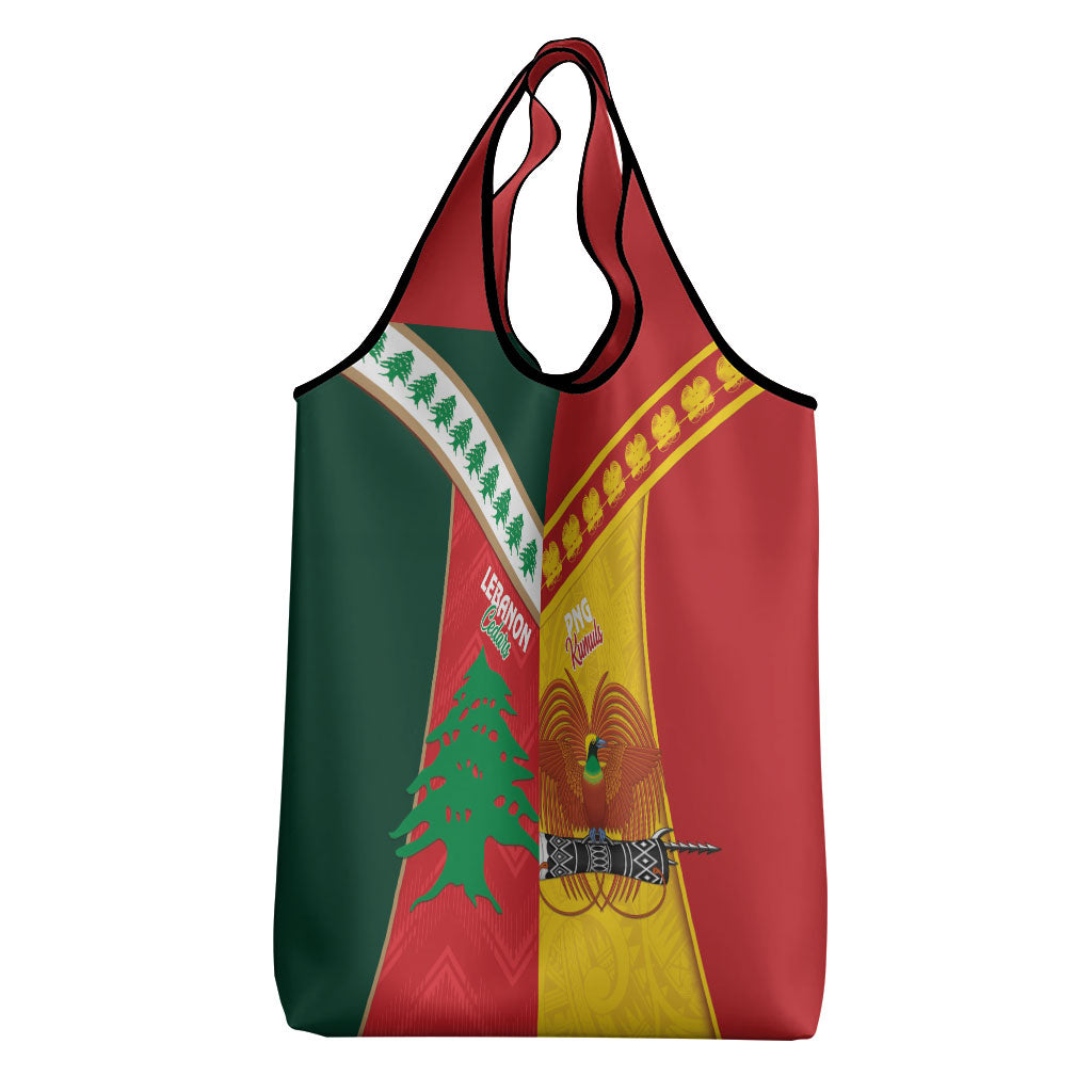 Rugby Papua New Guinea and Lebanon Grocery Bag PNG Kumuls Cedars Together