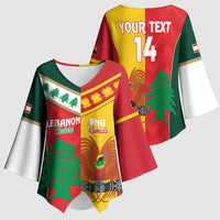 Custom Rugby Papua New Guinea and Lebanon Kimono Sleeve Blouse PNG Kumuls Cedars Together