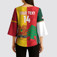 Custom Rugby Papua New Guinea and Lebanon Kimono Sleeve Blouse PNG Kumuls Cedars Together