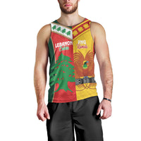 Custom Rugby Papua New Guinea and Lebanon Men Tank Top PNG Kumuls Cedars Together