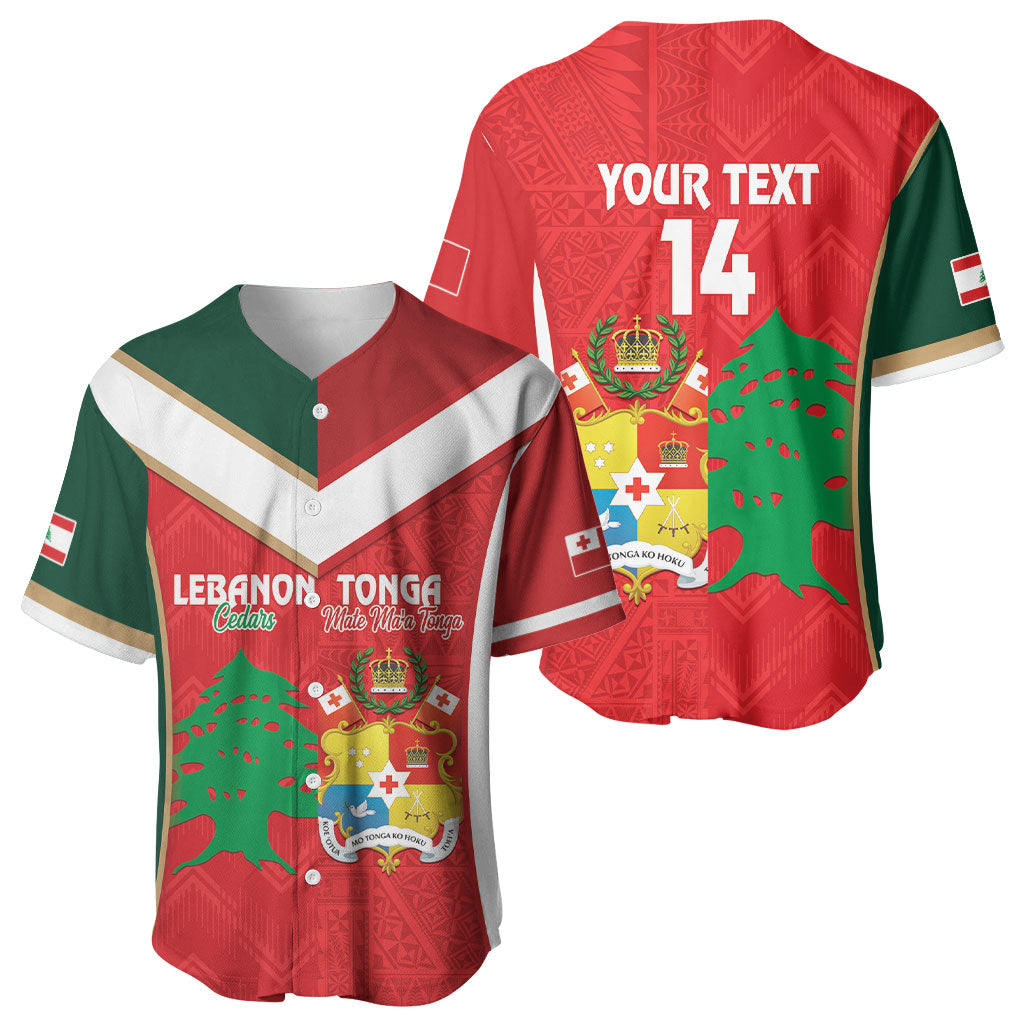 Custom Rugby Tonga and Lebanon Baseball Jersey Mate Maa Tonga Cedars Together