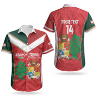 Custom Rugby Tonga and Lebanon Couples Matching Off Shoulder Maxi Dress and Hawaiian Shirt Mate Maa Tonga Cedars Together