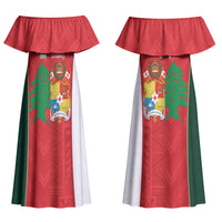 Custom Rugby Tonga and Lebanon Couples Matching Off Shoulder Maxi Dress and Hawaiian Shirt Mate Maa Tonga Cedars Together