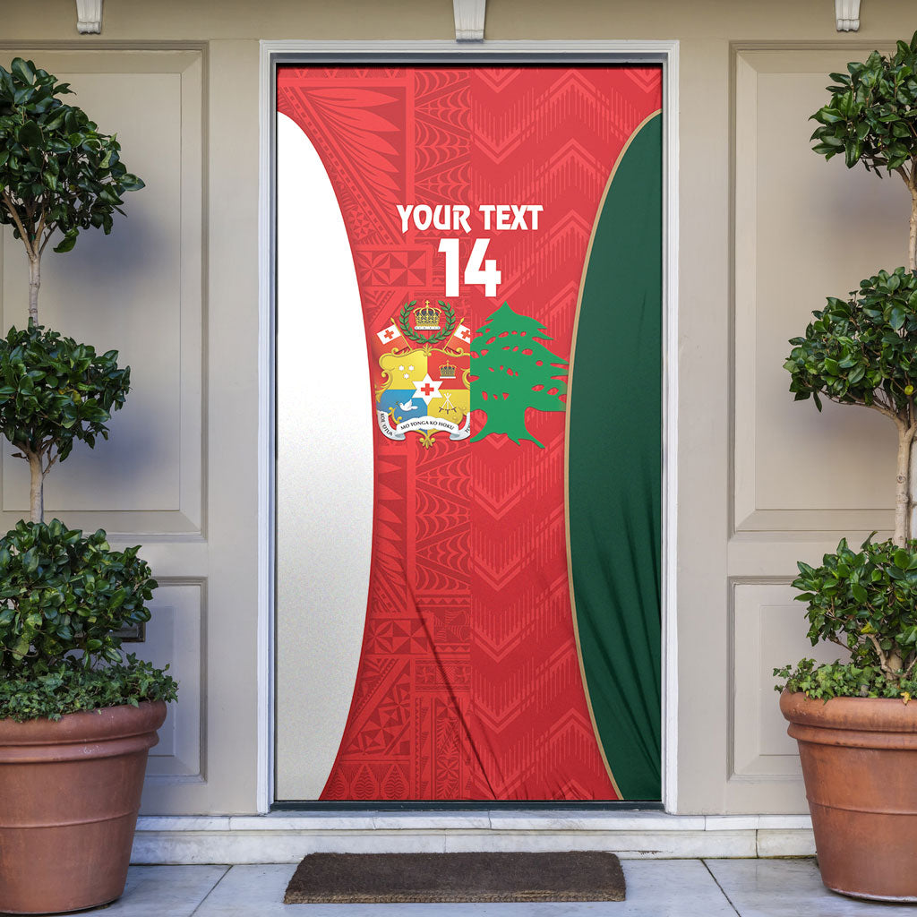 Custom Rugby Tonga and Lebanon Door Cover Mate Maa Tonga Cedars Together