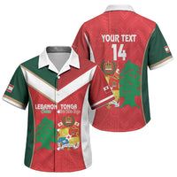 Custom Rugby Tonga and Lebanon Family Matching Long Sleeve Bodycon Dress and Hawaiian Shirt Mate Maa Tonga Cedars Together