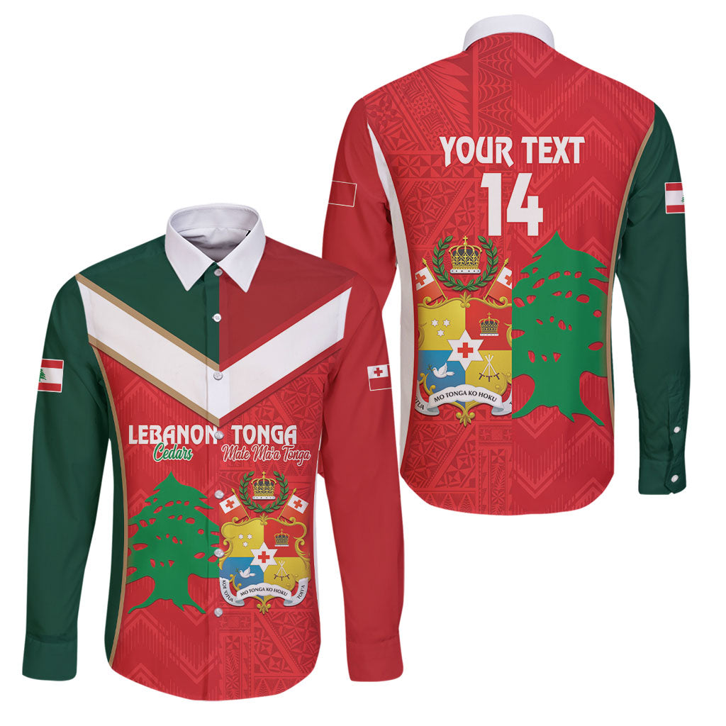 Custom Rugby Tonga and Lebanon Family Matching Mermaid Dress and Hawaiian Shirt Mate Maa Tonga Cedars Together
