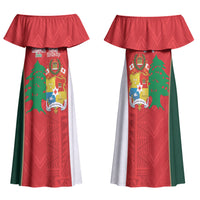 Custom Rugby Tonga and Lebanon Family Matching Off Shoulder Maxi Dress and Hawaiian Shirt Mate Maa Tonga Cedars Together