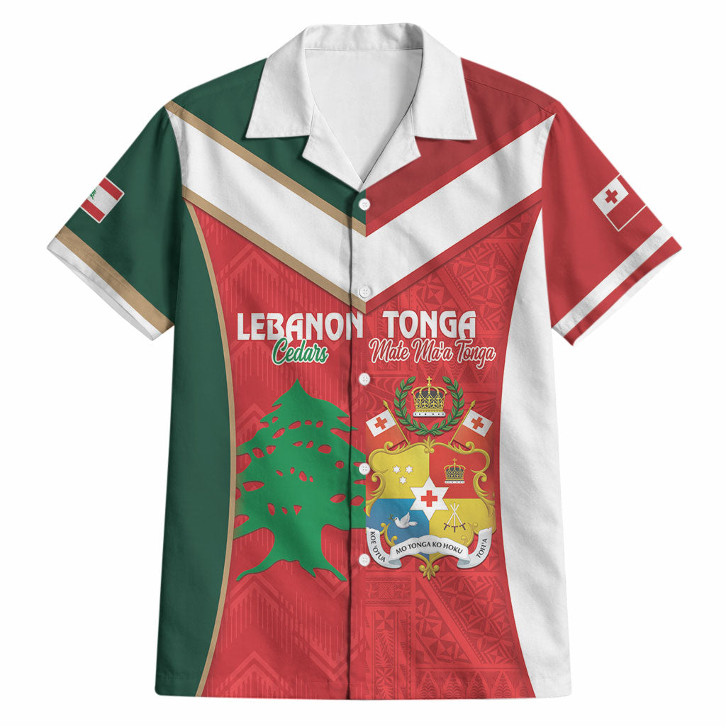 Custom Rugby Tonga and Lebanon Hawaiian Shirt Mate Maa Tonga Cedars Together LT14 Multicolor - Polynesian Pride