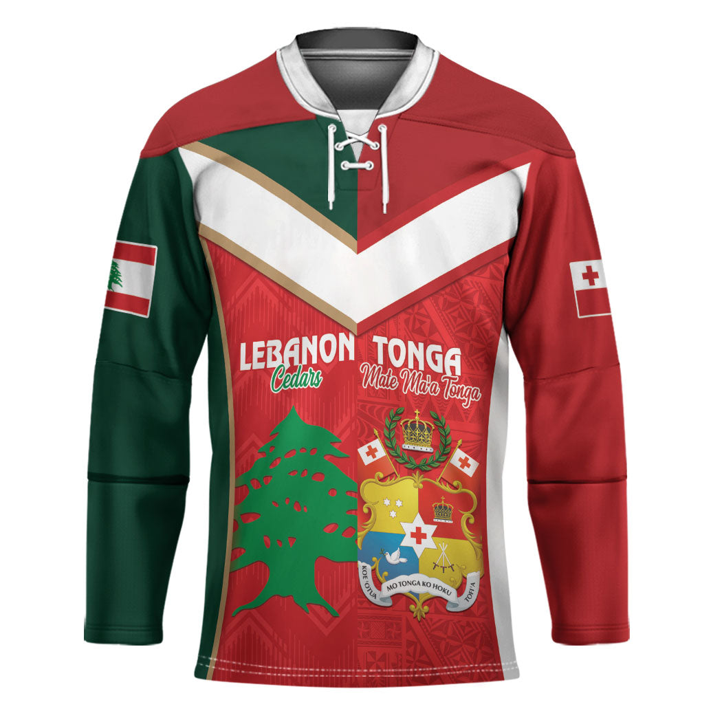 Custom Rugby Tonga and Lebanon Hockey Jersey Mate Maa Tonga Cedars Together LT14 Unisex Multicolor - Polynesian Pride