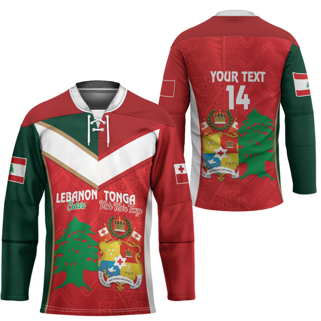 Custom Rugby Tonga and Lebanon Hockey Jersey Mate Maa Tonga Cedars Together