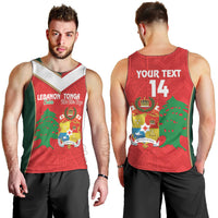 Custom Rugby Tonga and Lebanon Men Tank Top Mate Maa Tonga Cedars Together