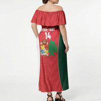 Custom Rugby Tonga and Lebanon Off Shoulder Maxi Dress Mate Maa Tonga Cedars Together