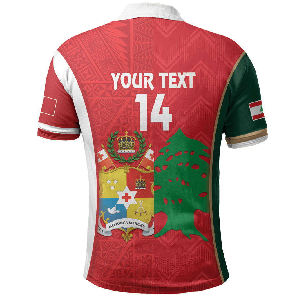 Custom Rugby Tonga and Lebanon Polo Shirt Mate Maa Tonga Cedars Together