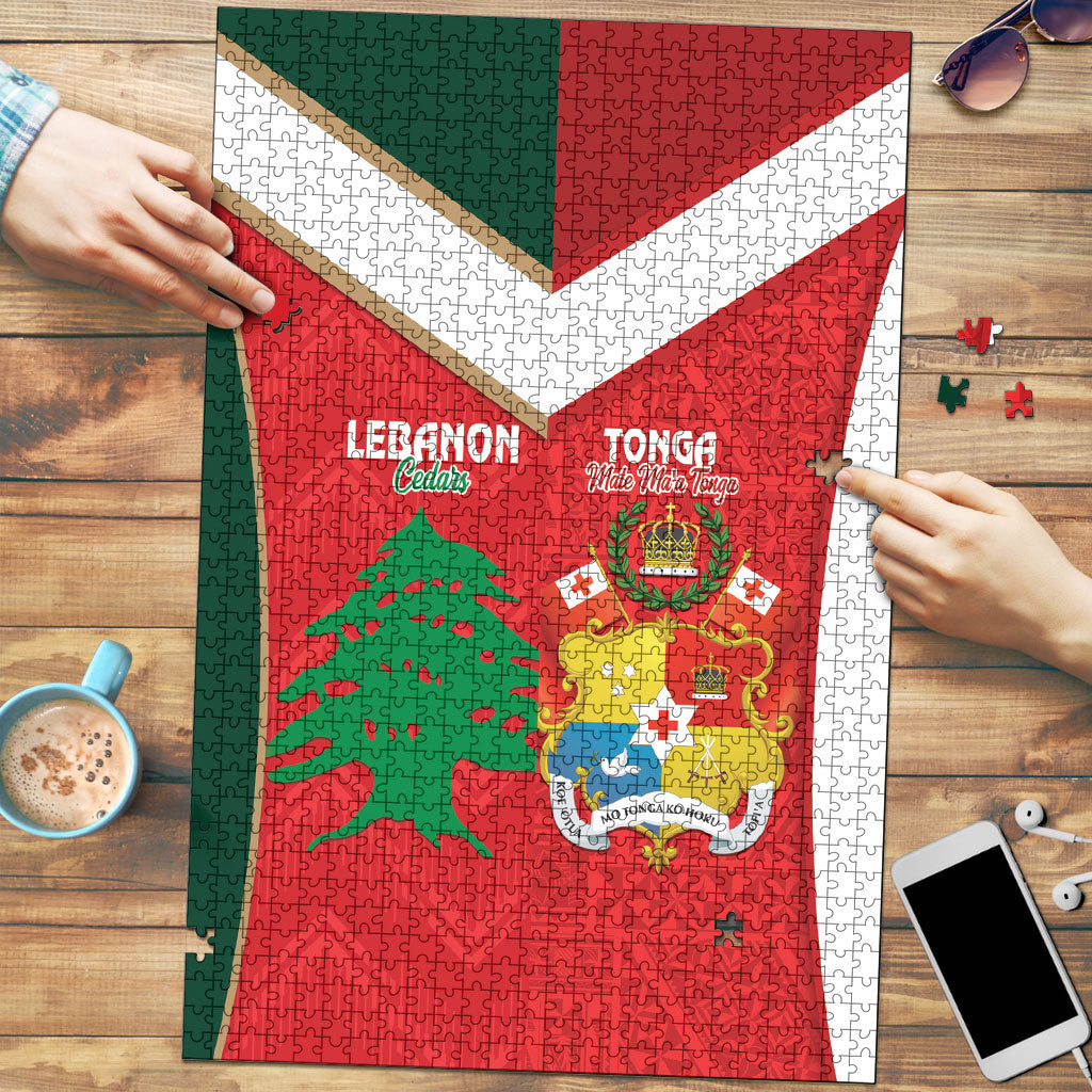 Rugby Tonga and Lebanon Puzzle Mate Maa Tonga Cedars Together