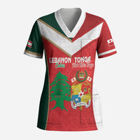 Custom Rugby Tonga and Lebanon Scrub Top Mate Maa Tonga Cedars Together