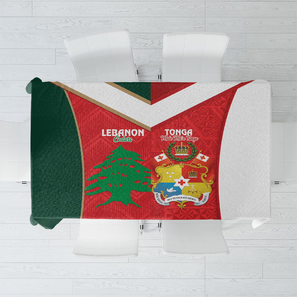 Rugby Tonga and Lebanon Tablecloth Mate Maa Tonga Cedars Together LT14 Multicolor - Polynesian Pride
