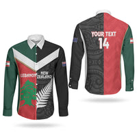 Custom Rugby New Zealand and Lebanon Couples Matching Short Sleeve Bodycon Dress and Long Sleeve Button Shirt All Black Cedars Together