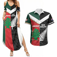 Custom Rugby New Zealand and Lebanon Couples Matching Summer Maxi Dress and Hawaiian Shirt All Black Cedars Together