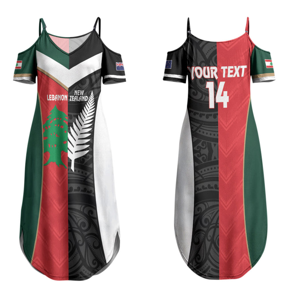 Custom Rugby New Zealand and Lebanon Couples Matching Summer Maxi Dress and Hawaiian Shirt All Black Cedars Together