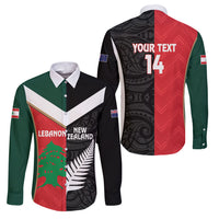 Custom Rugby New Zealand and Lebanon Family Matching Puletasi and Hawaiian Shirt All Black Cedars Together