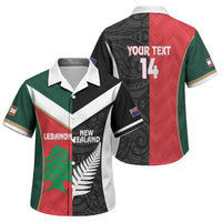 Custom Rugby New Zealand and Lebanon Family Matching Short Sleeve Bodycon Dress and Hawaiian Shirt All Black Cedars Together