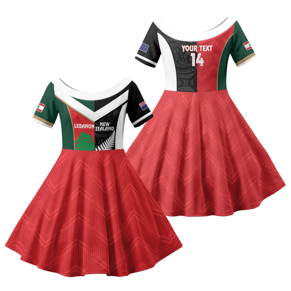 Custom Rugby New Zealand and Lebanon Family Matching Summer Maxi Dress and Hawaiian Shirt All Black Cedars Together