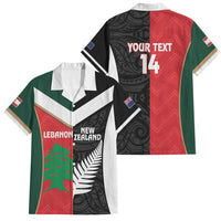 Custom Rugby New Zealand and Lebanon Family Matching Tank Maxi Dress and Hawaiian Shirt All Black Cedars Together