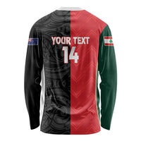 Custom Rugby New Zealand and Lebanon Long Sleeve Shirt All Black Cedars Together