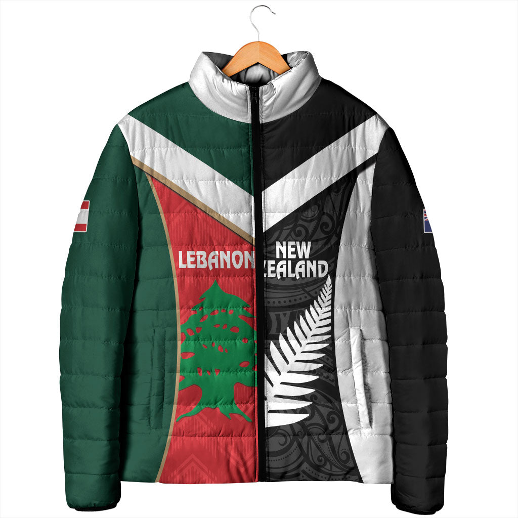 Custom Rugby New Zealand and Lebanon Padded Jacket All Black Cedars Together