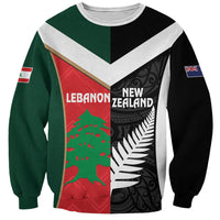 Custom Rugby New Zealand and Lebanon Sweatshirt All Black Cedars Together