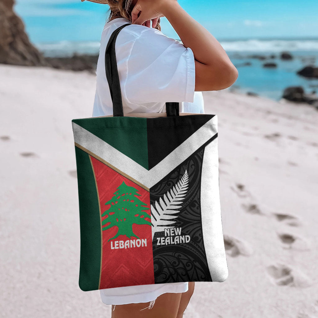 Rugby New Zealand and Lebanon Tote Bag All Black Cedars Together