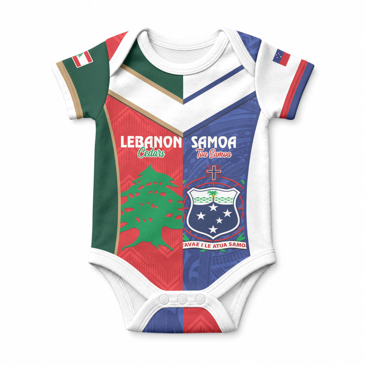 Custom Rugby Samoa and Lebanon Baby Onesie Toa Samoa Cedars Together