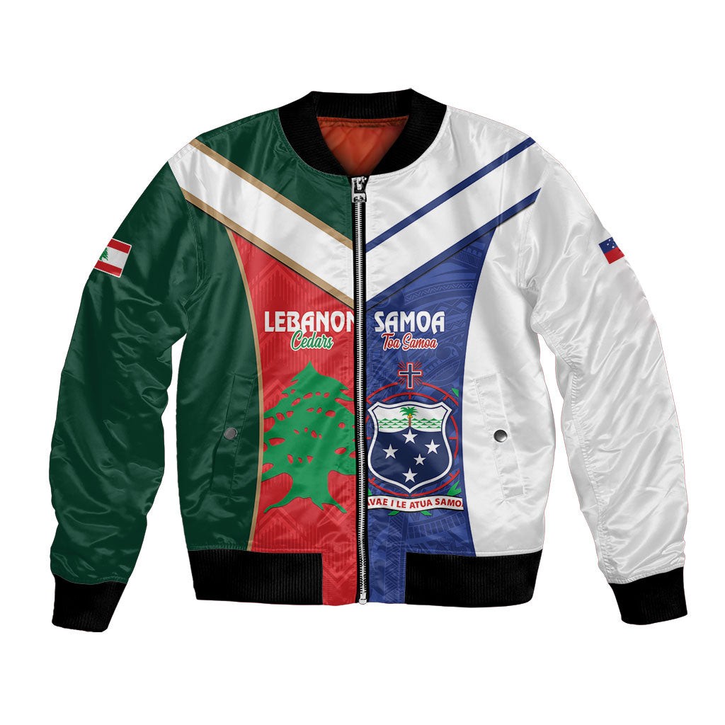 Custom Rugby Samoa and Lebanon Bomber Jacket Toa Samoa Cedars Together