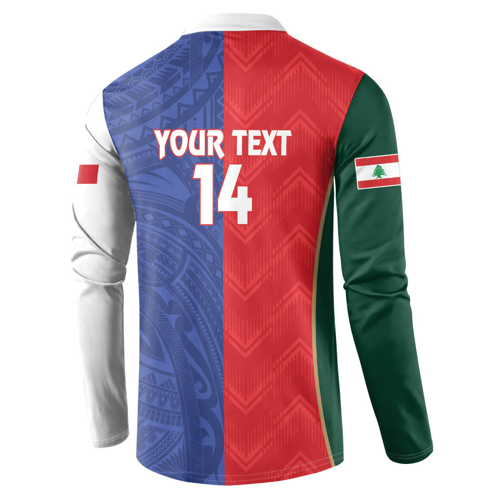Custom Rugby Samoa and Lebanon Button Sweatshirt Toa Samoa Cedars Together