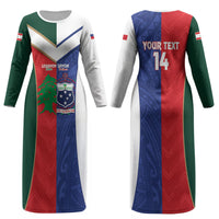Custom Rugby Samoa and Lebanon Couples Matching Long Sleeve Bodycon Dress and Hawaiian Shirt Toa Samoa Cedars Together