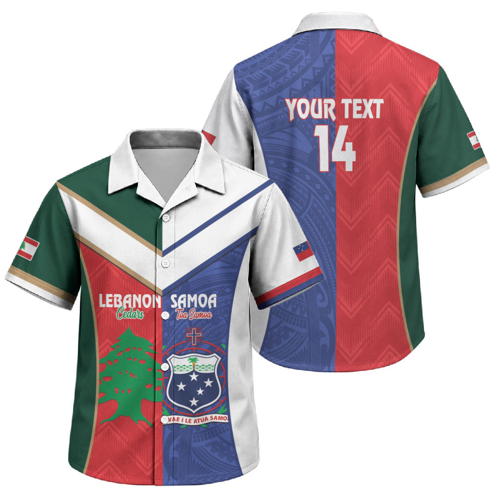 Custom Rugby Samoa and Lebanon Family Matching Summer Maxi Dress and Hawaiian Shirt Toa Samoa Cedars Together