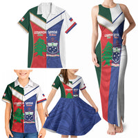 Custom Rugby Samoa and Lebanon Family Matching Tank Maxi Dress and Hawaiian Shirt Toa Samoa Cedars Together