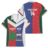 Custom Rugby Samoa and Lebanon Family Matching Tank Maxi Dress and Hawaiian Shirt Toa Samoa Cedars Together