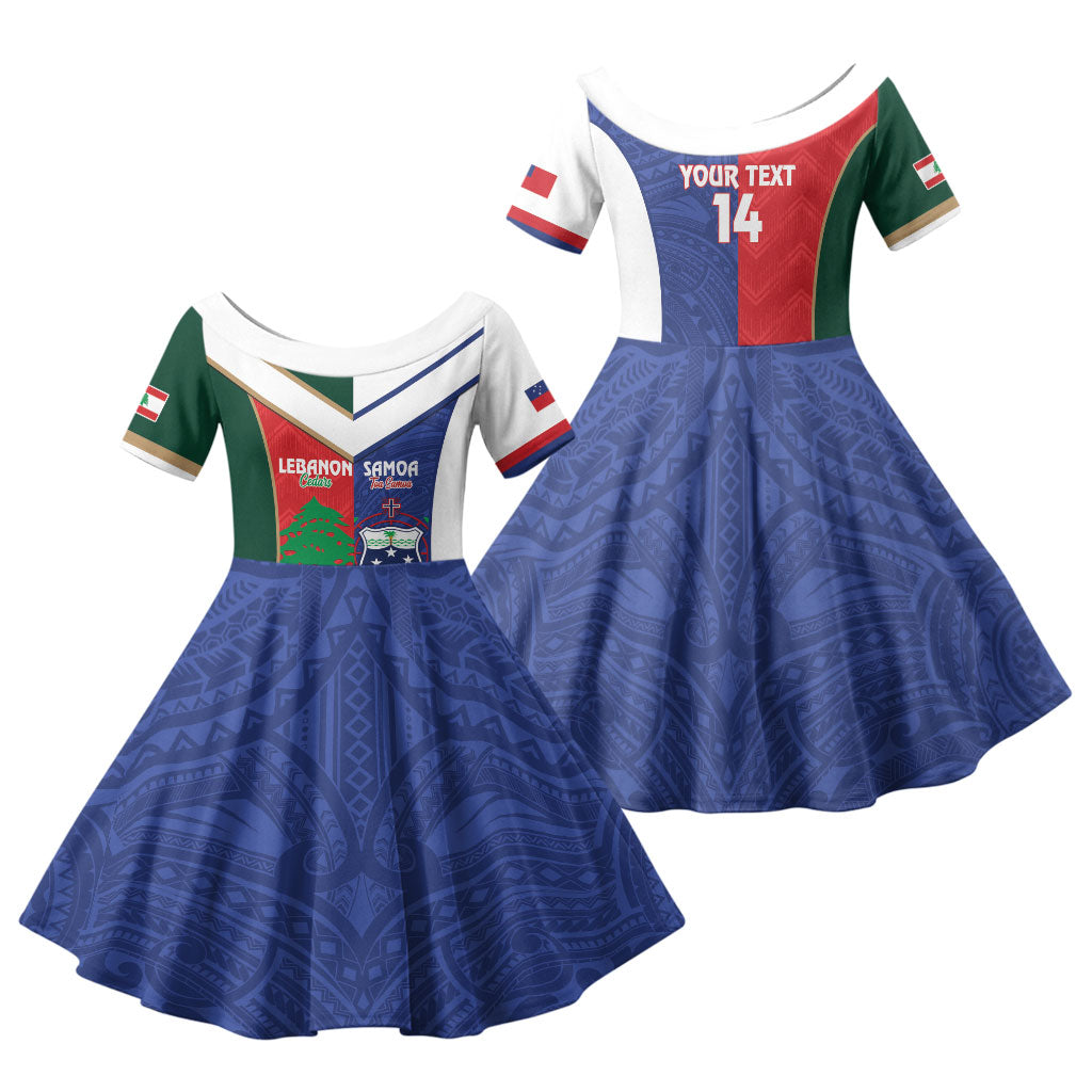 Custom Rugby Samoa and Lebanon Family Matching Tank Maxi Dress and Hawaiian Shirt Toa Samoa Cedars Together