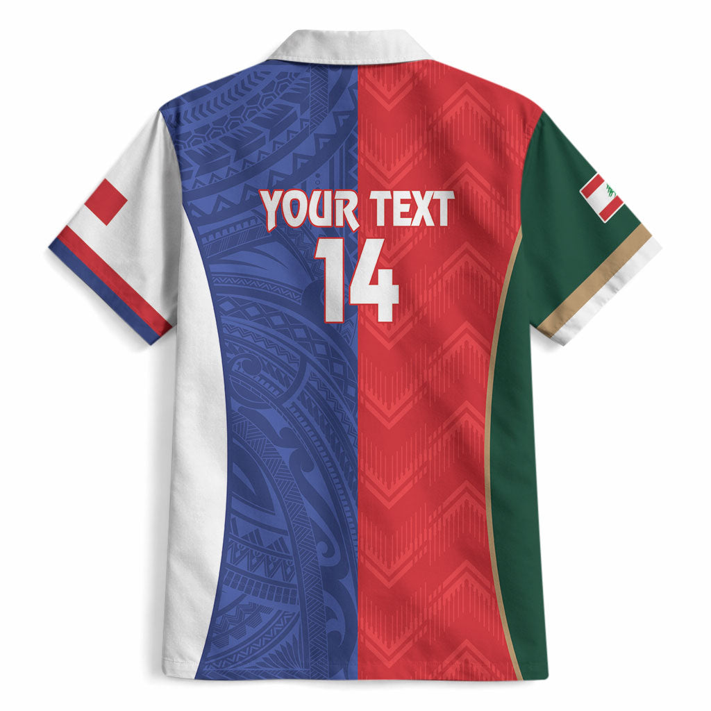 Custom Rugby Samoa and Lebanon Hawaiian Shirt Toa Samoa Cedars Together